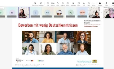 Online-Meeting, Präsentationsmodus mit kleinen Kacheln 